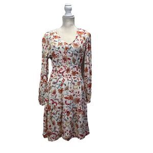 Another Love Magali Dress XS Raspberry Bloom Floral Long Sleeve Smocked Boho NWT